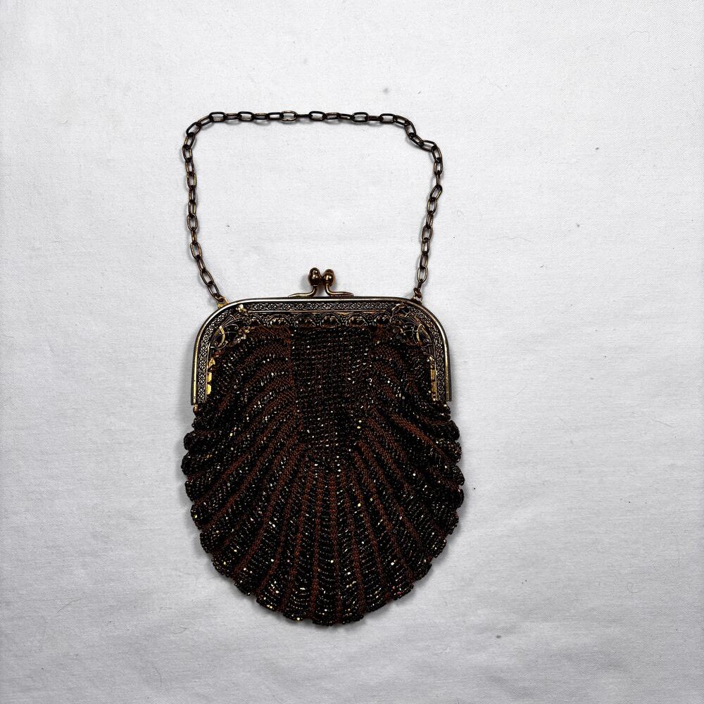 Antique 1920s Art Deco Beaded Purse Glass Seed Beads Metal Frame Flapper Bag 20s - Picture 10 of 10